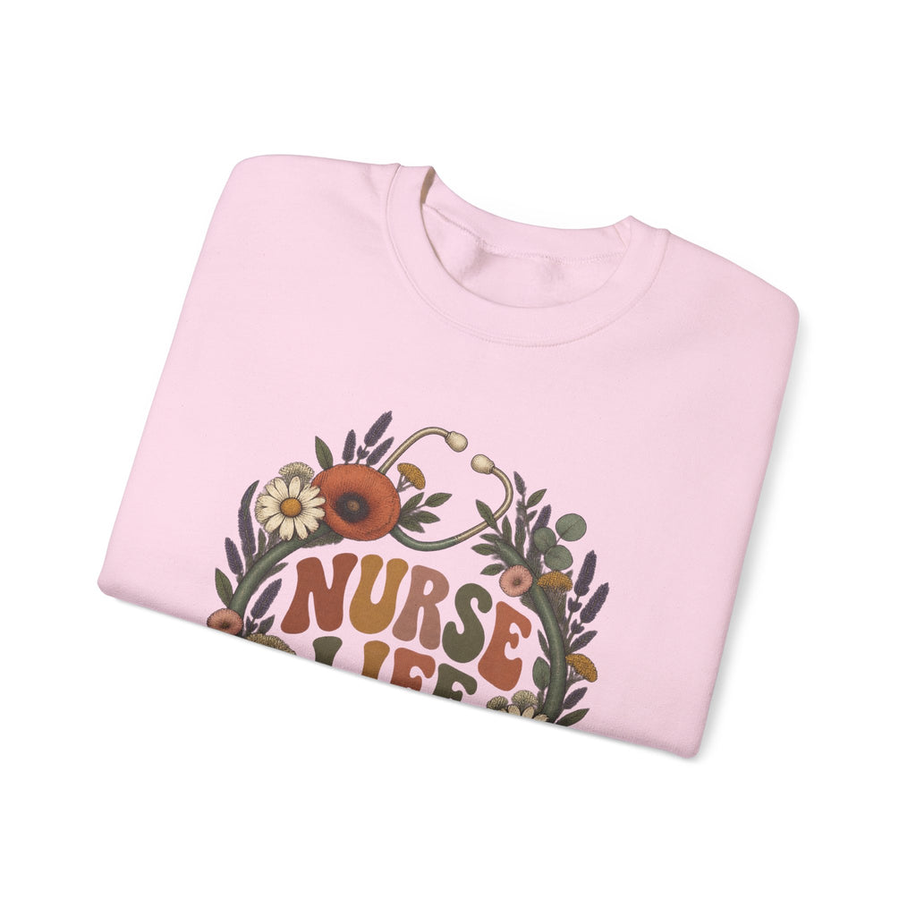 Boho Wildflower Stethoscope Nurse Life Crewneck Sweatshirt