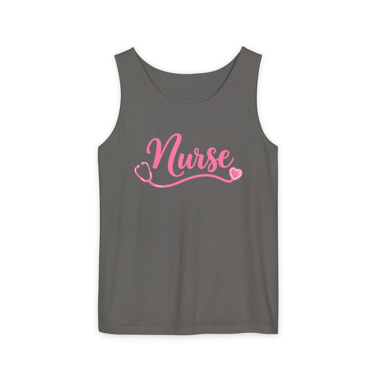 Nurse Pink Script Stethoscope Comfort Colors Tank Top