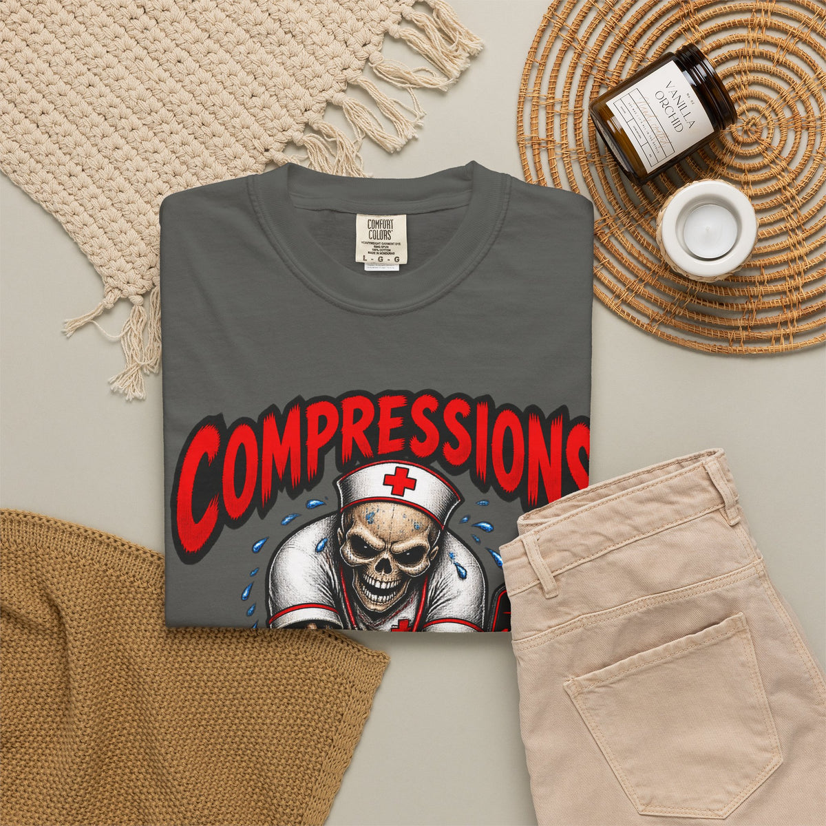 Compressions Make Impressions Skeleton Nurse Comfort Colors T-Shirt