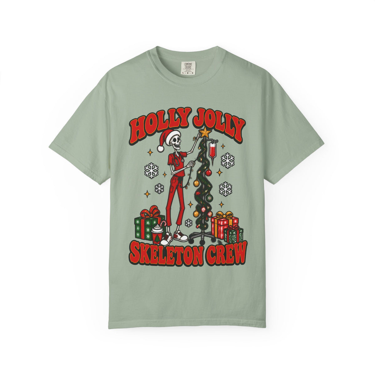 Holly Jolly Skeleton Crew Christmas Nurse Comfort Colors T-Shirt