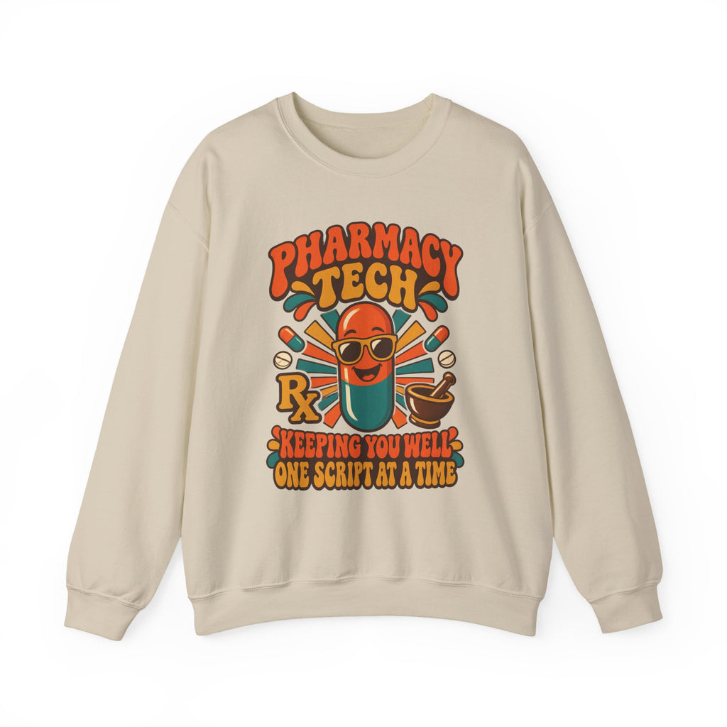 Pharmacy Tech Keeping You Well One Script at a Time Retro Crewneck Sweatshirt