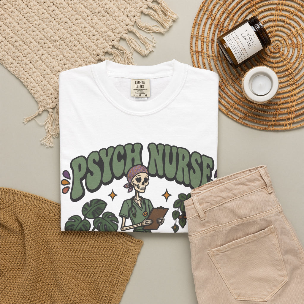 Psych Nurse I'm the Calm One Skinny Skeleton Comfort Colors T-Shirt