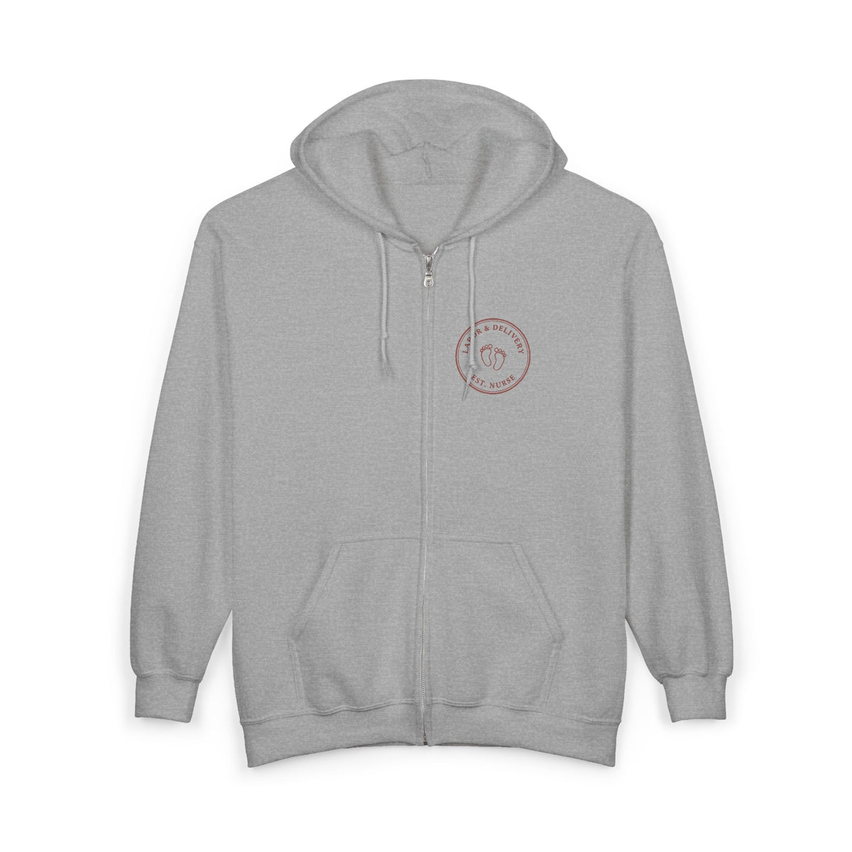 L&D Nurse Minimal Vintage Badge Labor & Delivery Full-Zip Hoodie