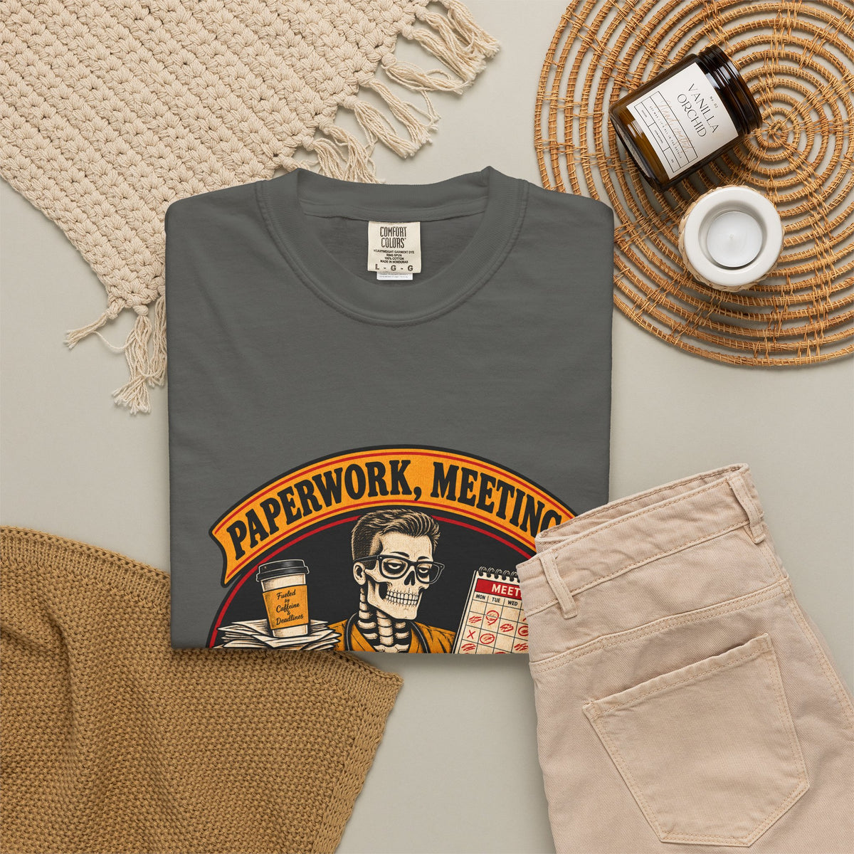 Paperwork Meetings and Mild Disappointment Skeleton Male Nurse Manager Comfort Colors T-Shirt