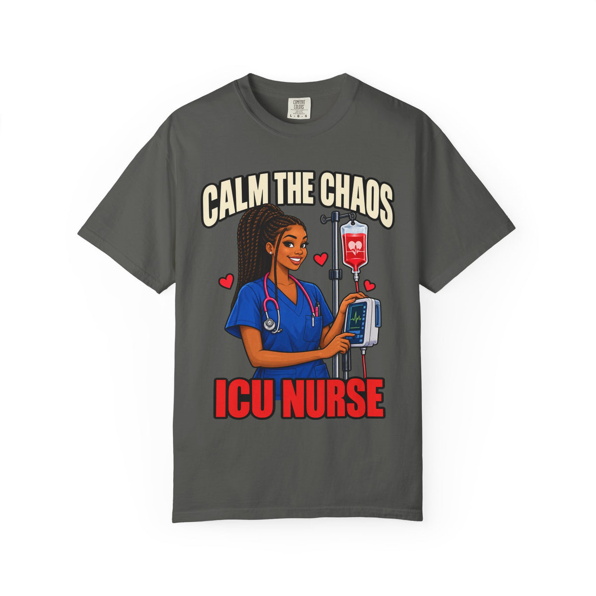Calm the Chaos Dex ICU Nurse Tee (Long Braids)