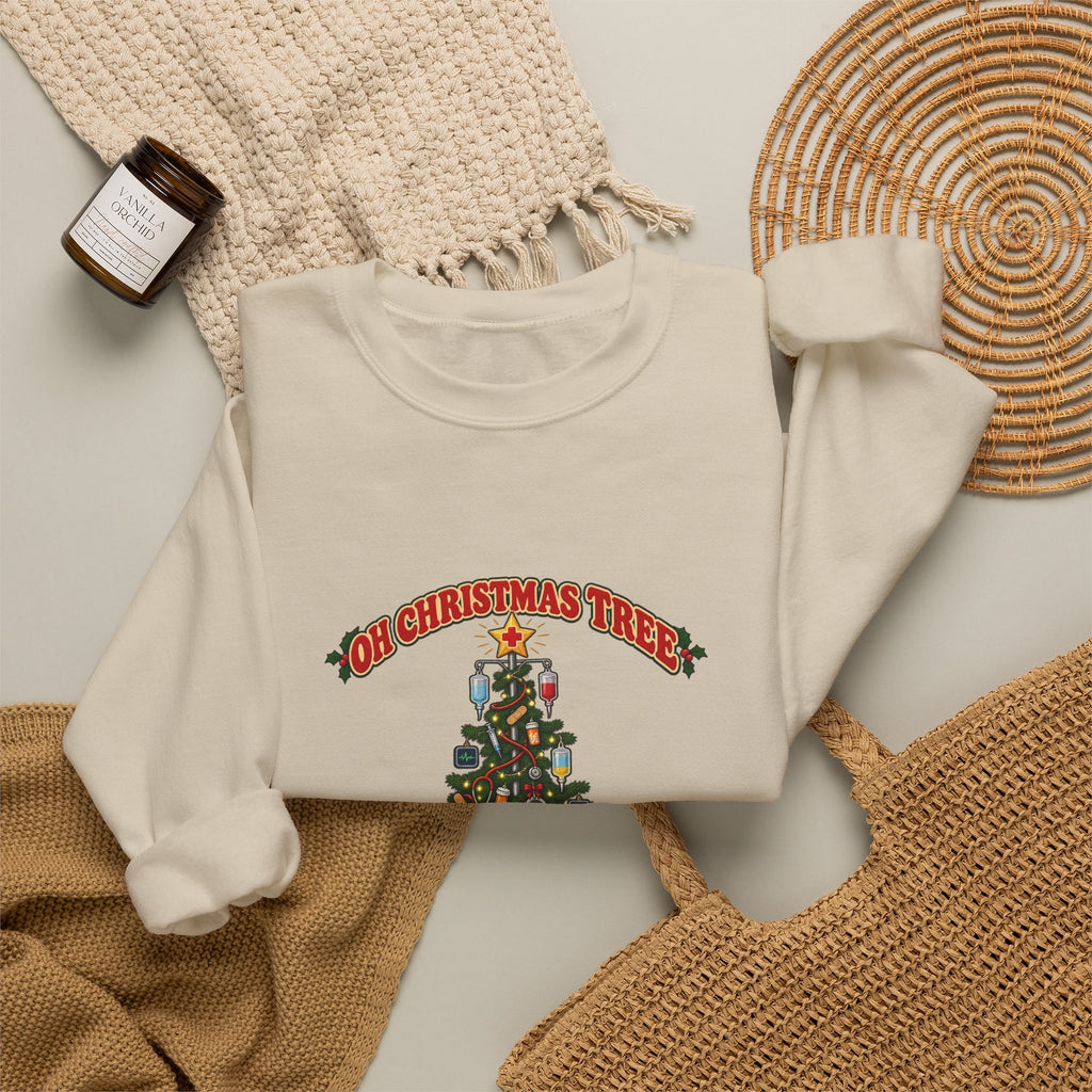 Oh Christmas Tree How Lovely Are Your Bedpans Nurse Crewneck Sweatshirt