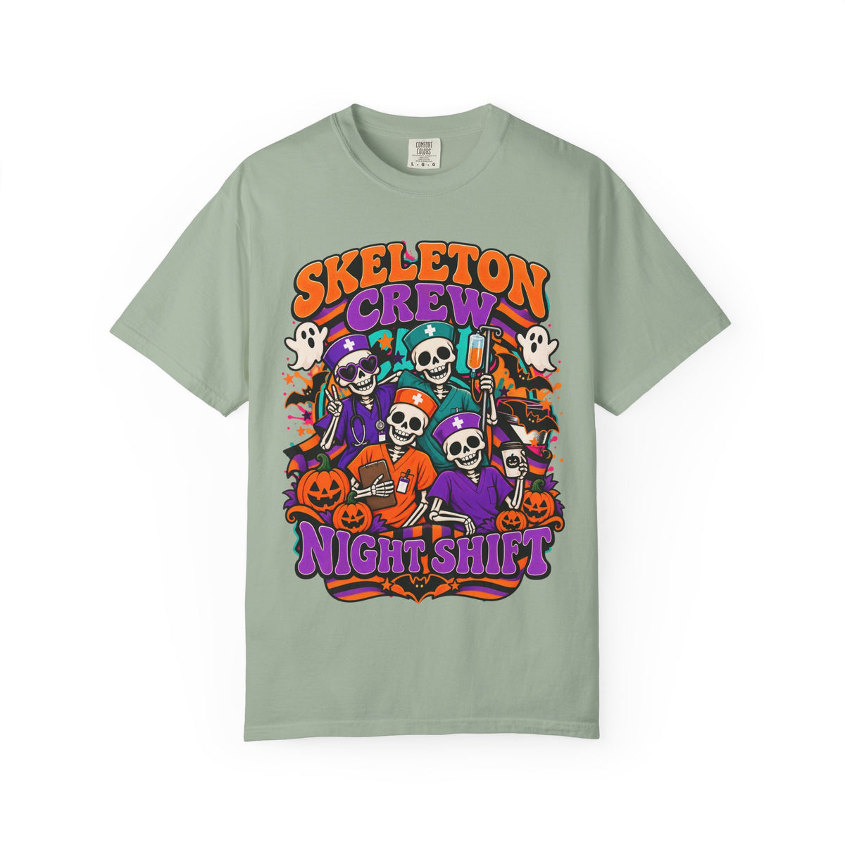 Skeleton Crew Night Shift Halloween Nurse Comfort Colors T-Shirt