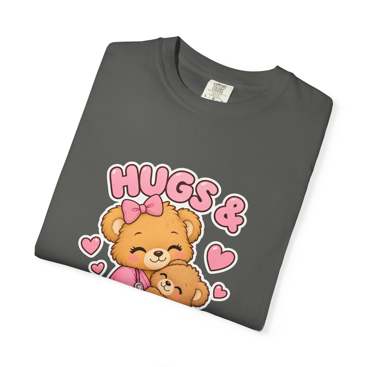 Hugs and Bandages Teddy Bear Peds Nurse Pink Comfort Colors T-Shirt