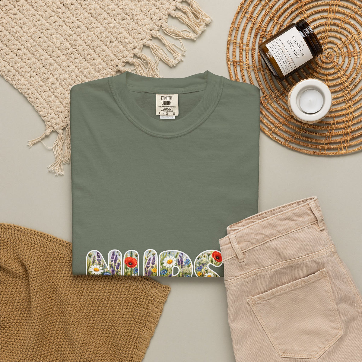 Nurse Boho Wildflower Floral Comfort Colors T-Shirt