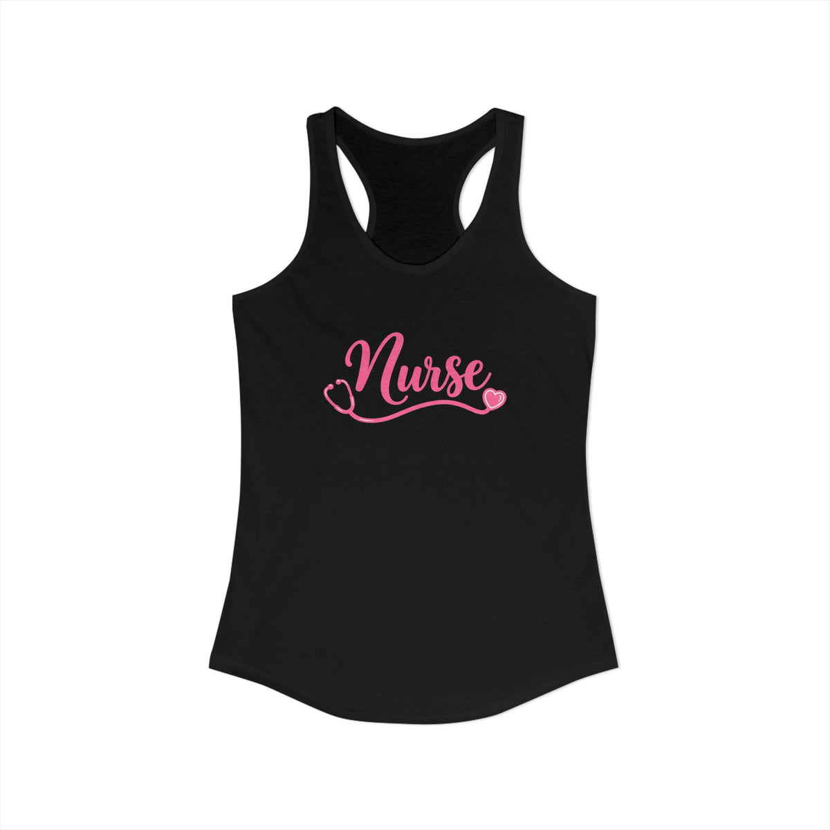 Nurse Pink Script Stethoscope Women's Racerback Tank Top
