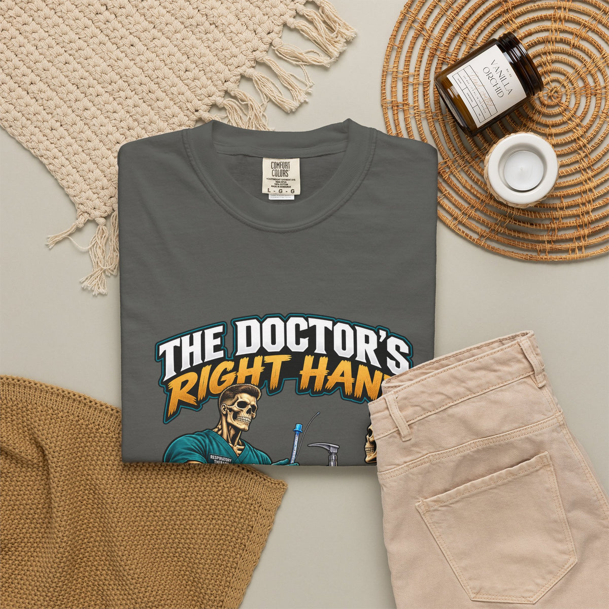 The Doctor's Right Hand Tube Please Male Skeleton Respiratory Therapist Comfort Colors T-Shirt