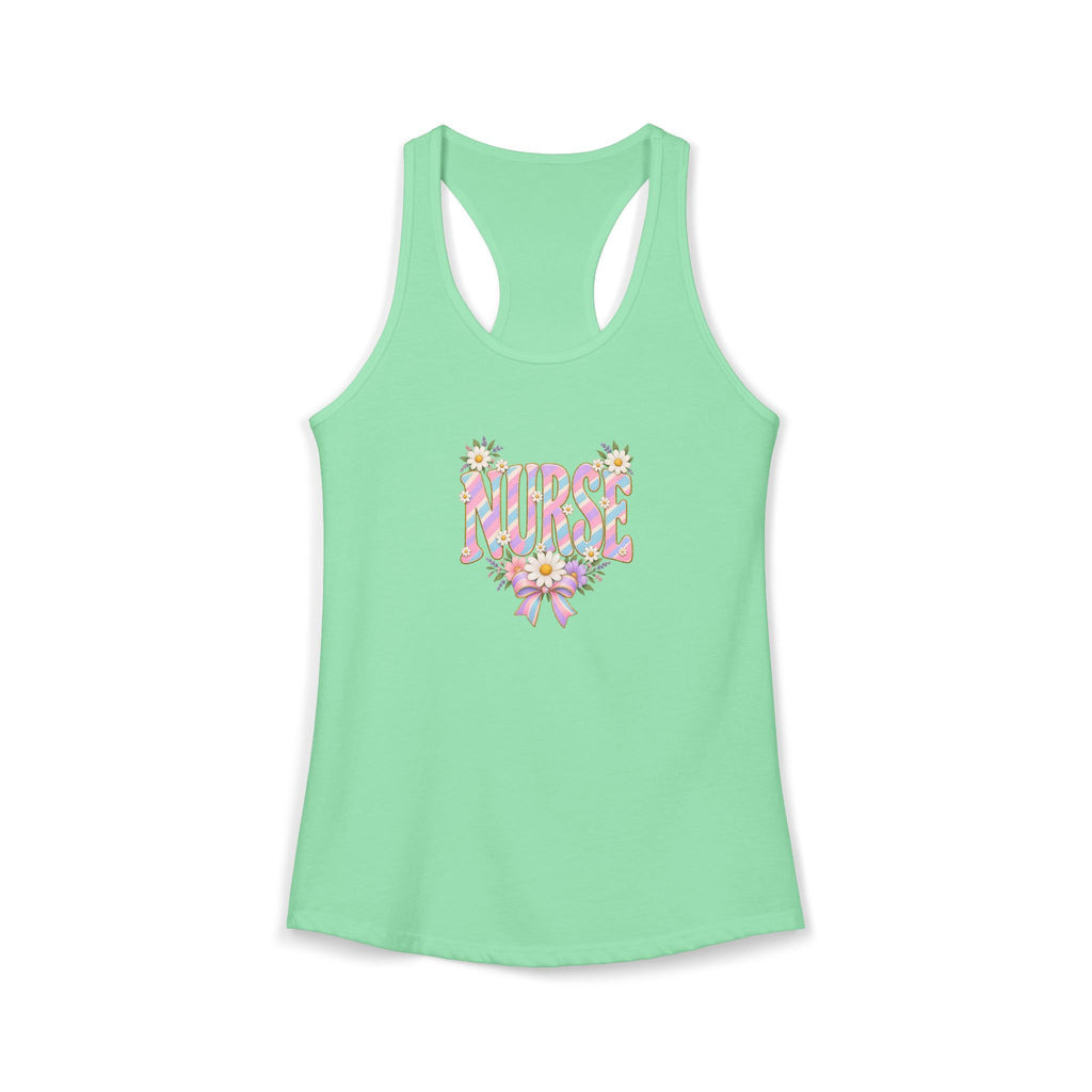 Pastel Stripe NURSE Women's Racerback Tank Top