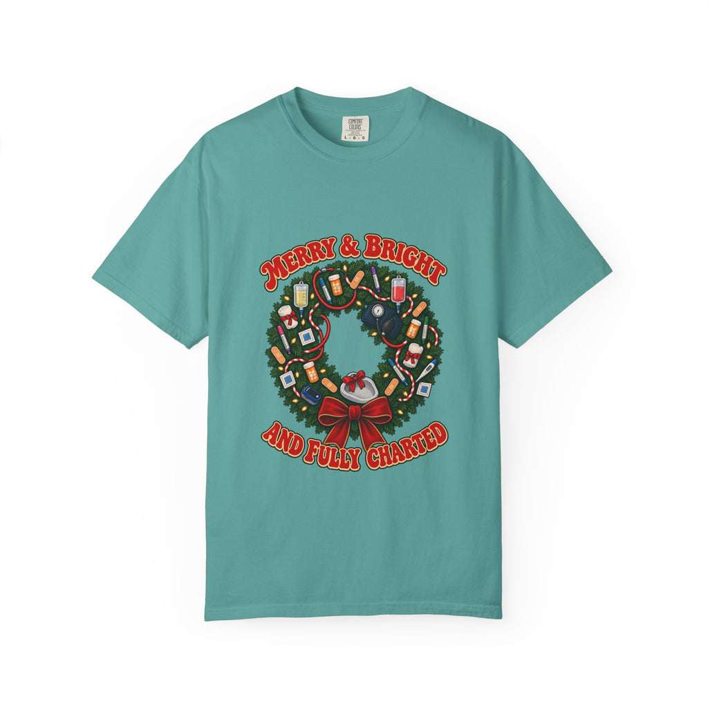 Merry & Bright and Fully Charted Christmas Nurse Tee