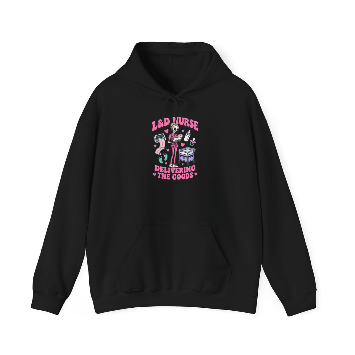L&D Nurse Delivering the Goods Skinny Skeleton Hoodie