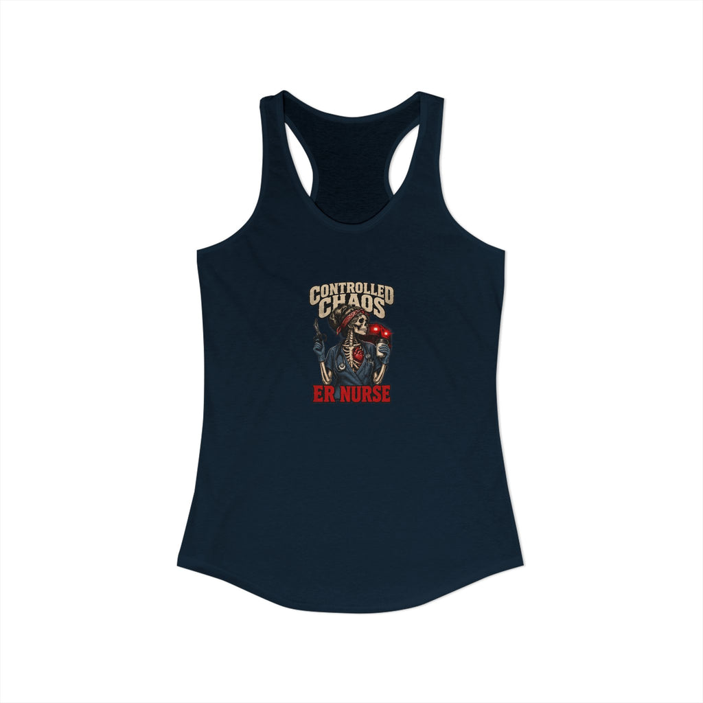 Controlled Chaos Skeleton ER Nurse Women's Racerback Tank Top