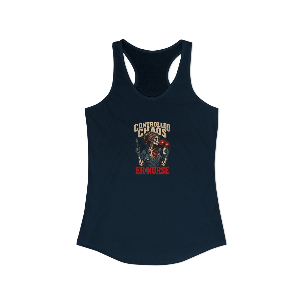 Controlled Chaos Skeleton ER Nurse Women's Racerback Tank Top