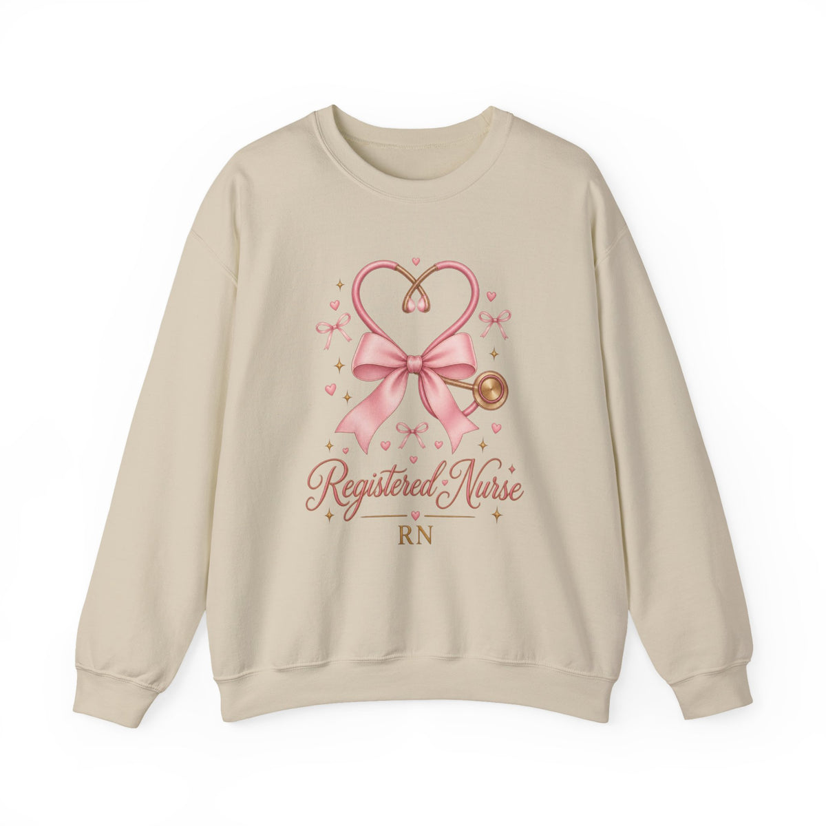 Coquette Pink Bow Stethoscope Registered Nurse Crewneck Sweatshirt
