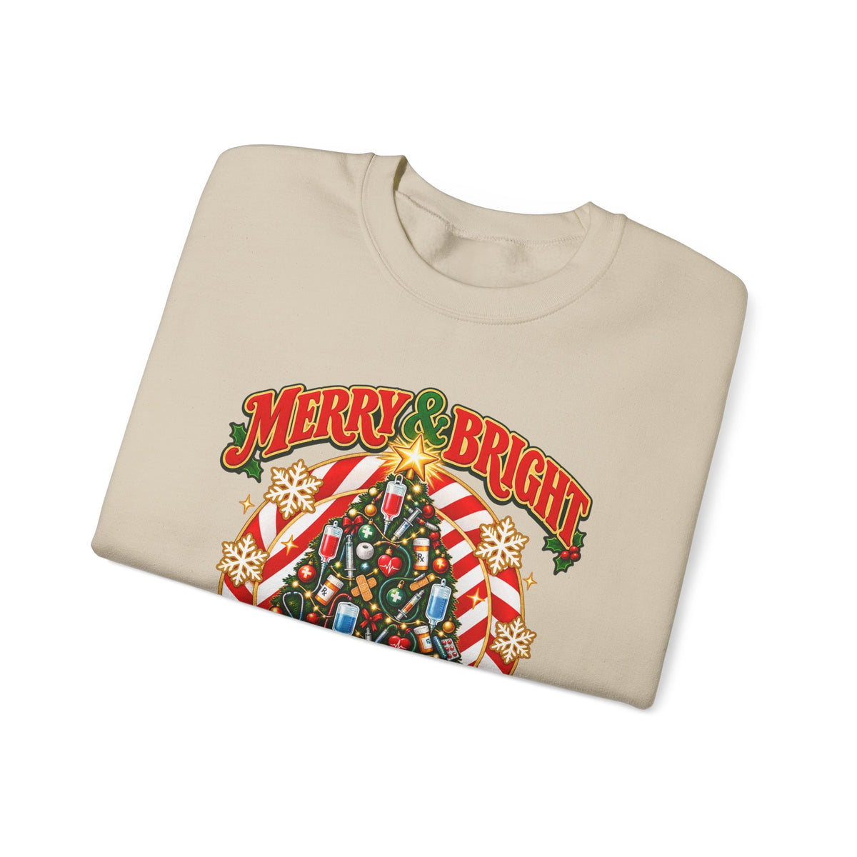 Merry & Bright Nurse Mode Christmas Tree Crewneck Sweatshirt