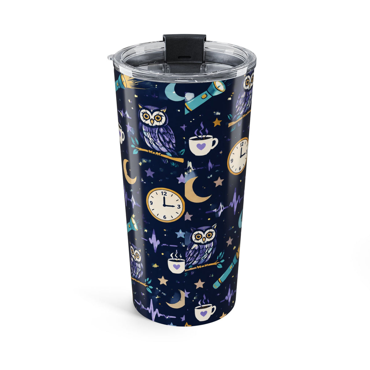 Night Shift Nurse 7P to 7A Owl and Moon 20oz Skinny Tumbler
