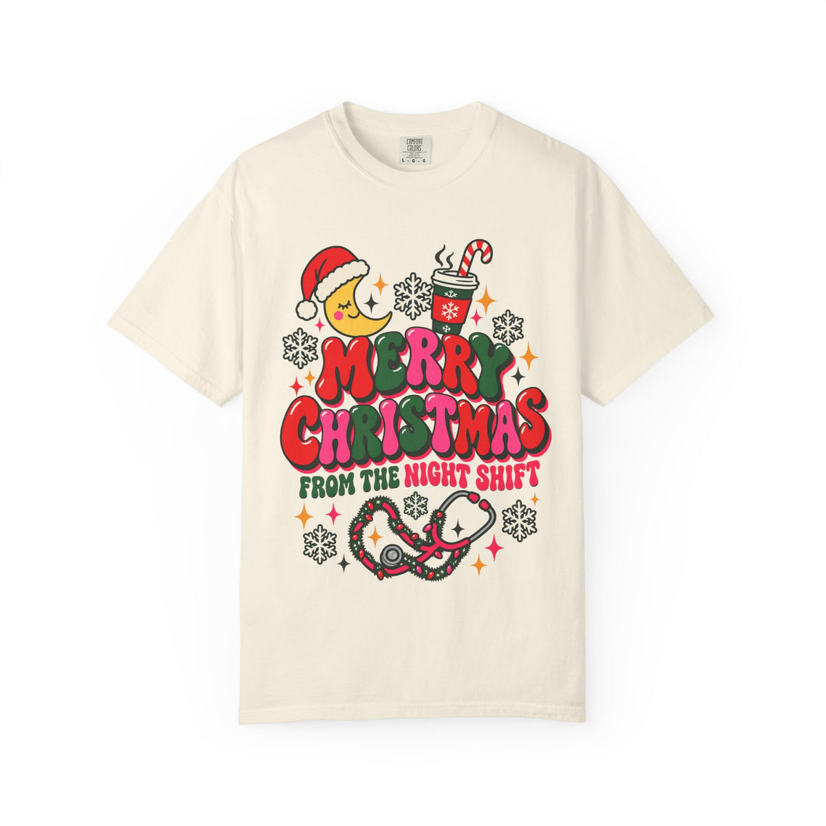 Merry Christmas From the Night Shift Nurse Comfort Colors T-Shirt