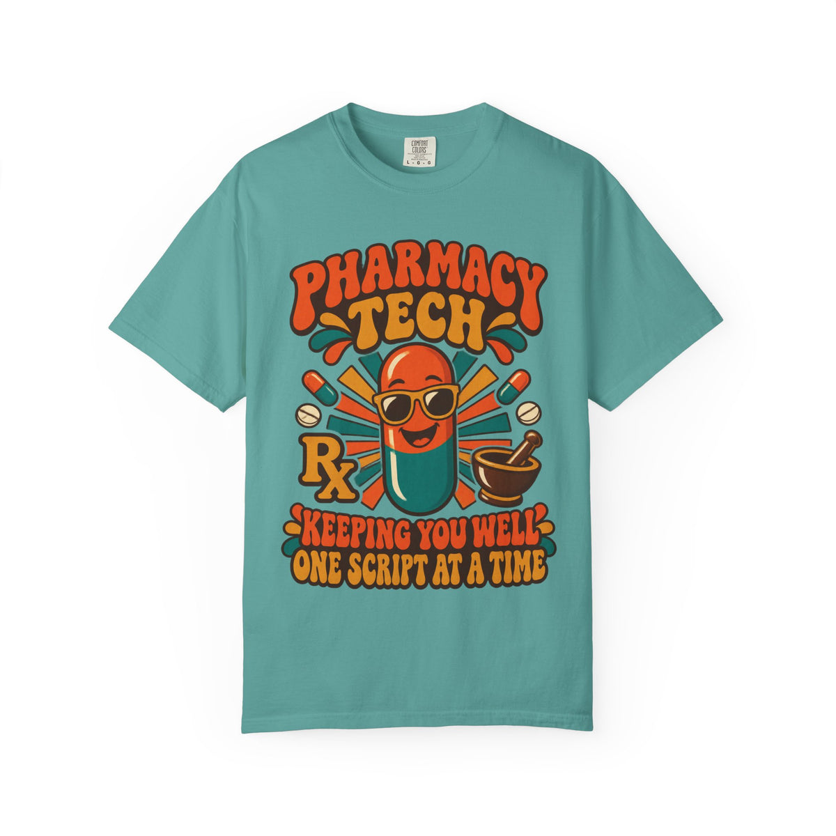 Pharmacy Tech Keeping You Well One Script at a Time Retro Comfort Colors T-Shirt