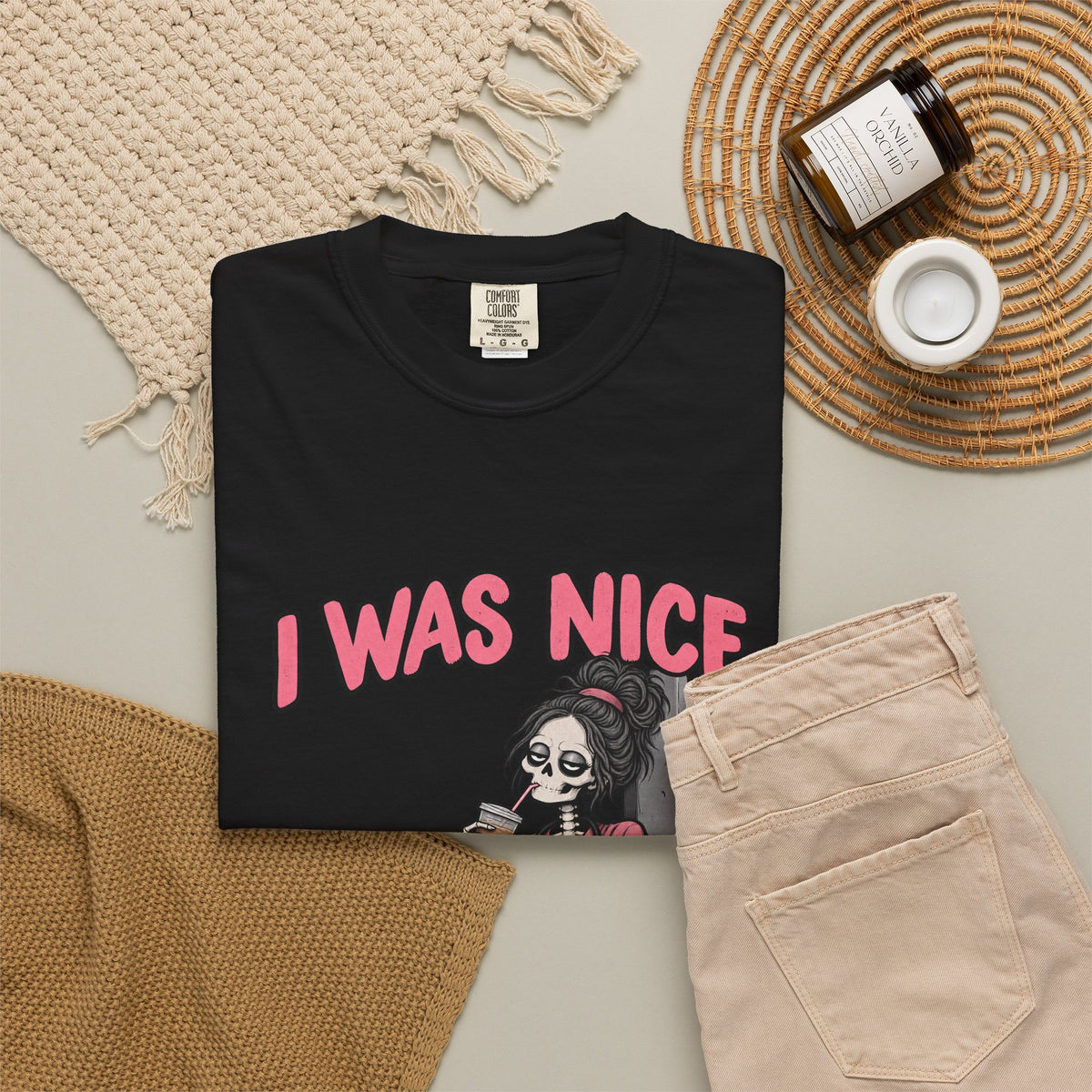 I Was Nice on Shift One Skeleton Nurse Comfort Colors T-Shirt