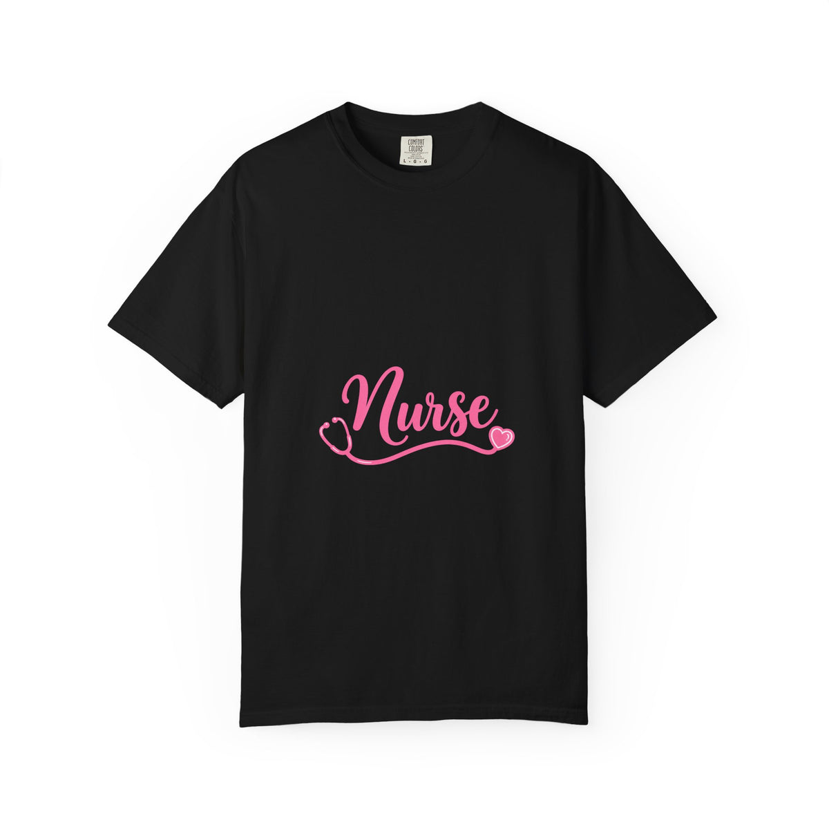 Nurse Pink Script Stethoscope Comfort Colors T-Shirt