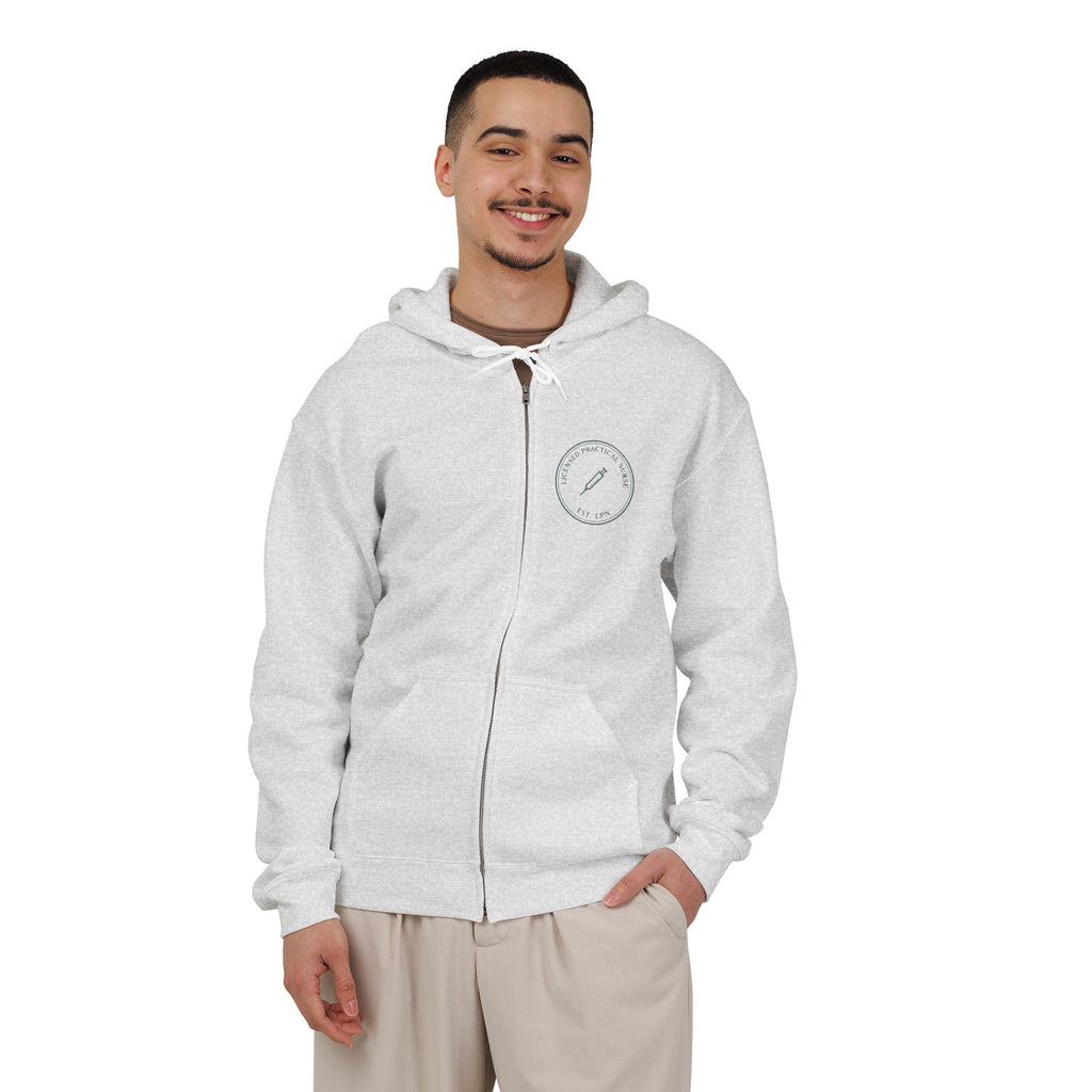 LPN Minimal Vintage Badge Licensed Practical Nurse Full-Zip Hoodie