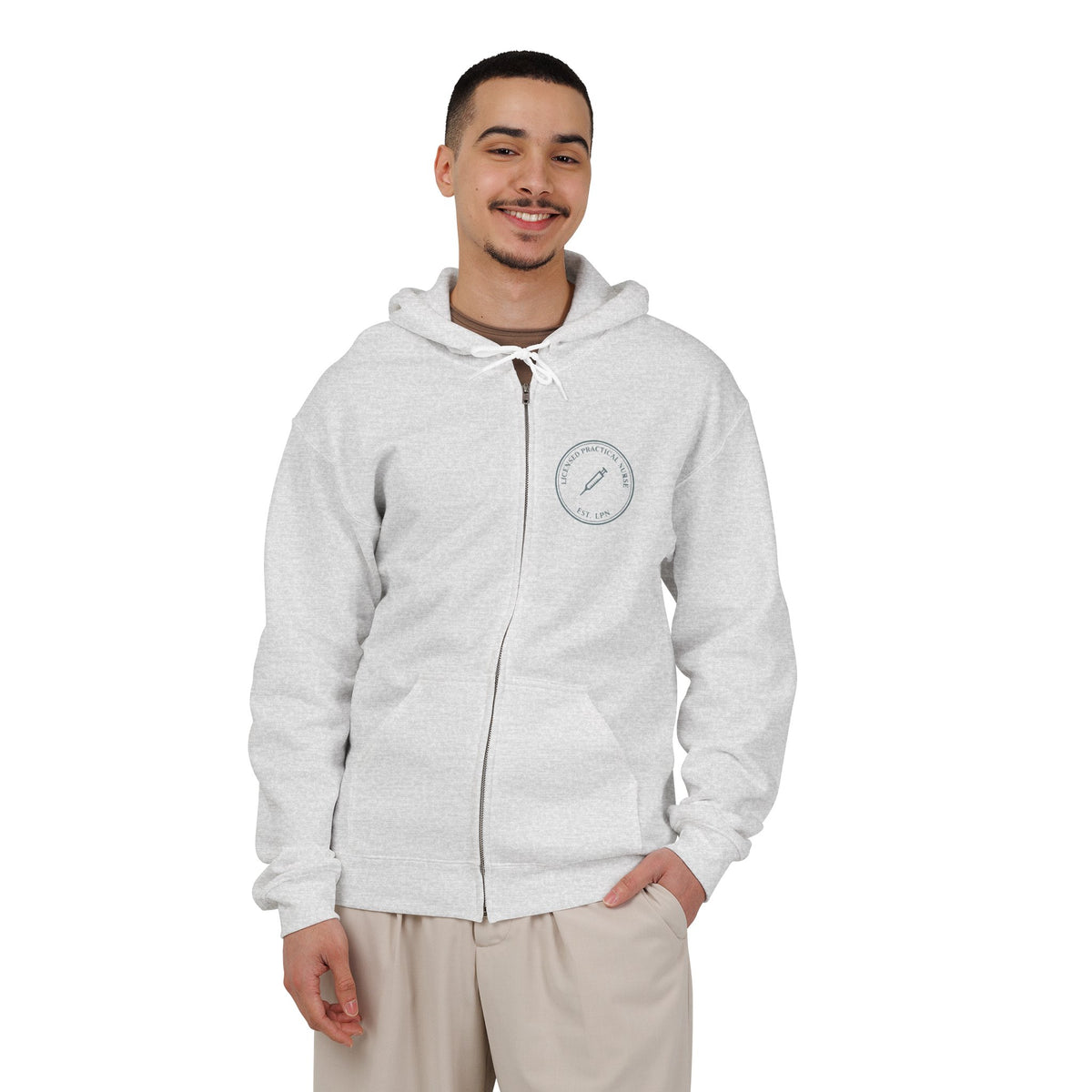 LPN Minimal Vintage Badge Licensed Practical Nurse Full-Zip Hoodie