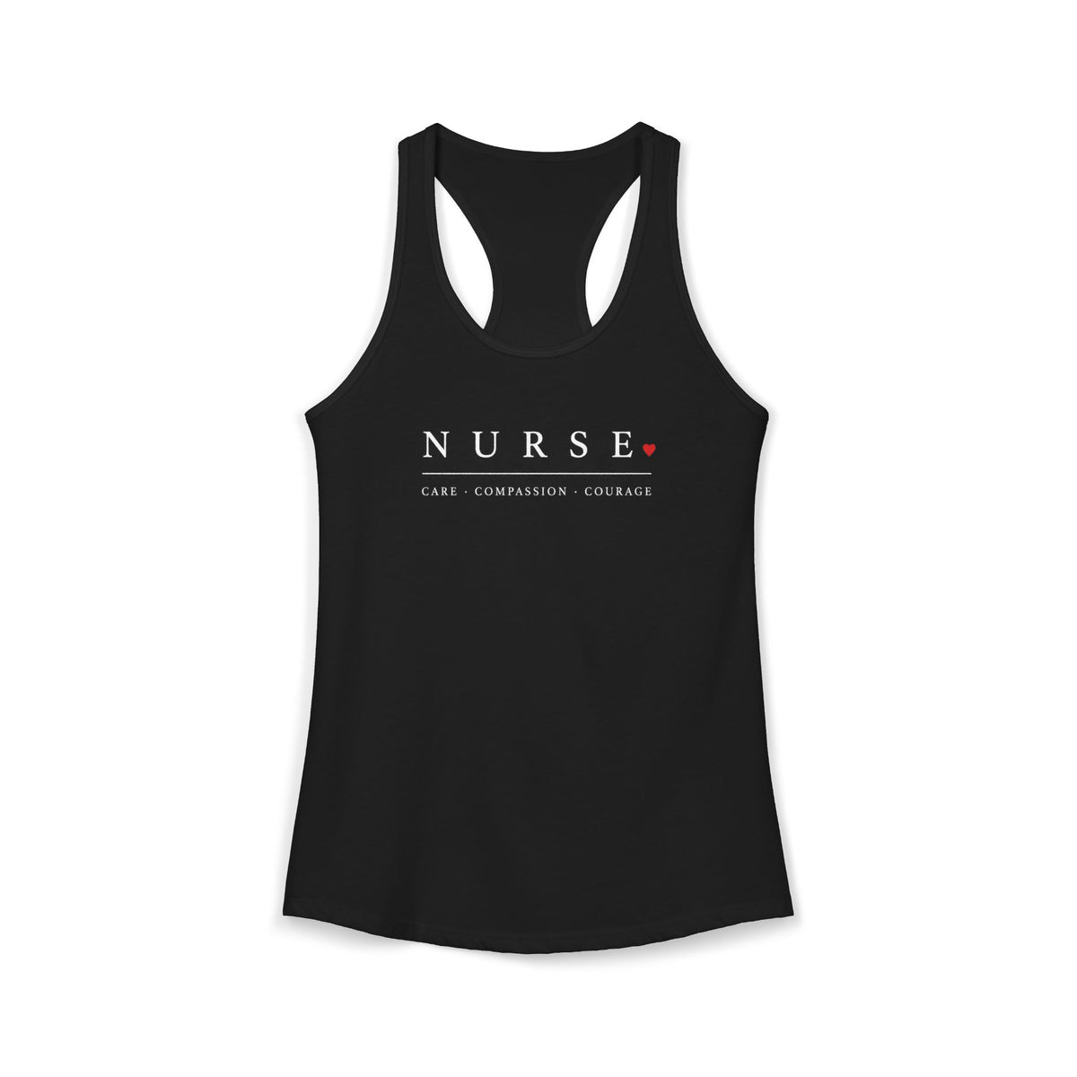Nurse Care Compassion Courage Minimal Women's Racerback Tank Top