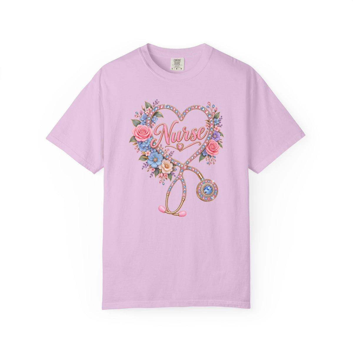 Rhinestone Stethoscope Heart Nurse Tee