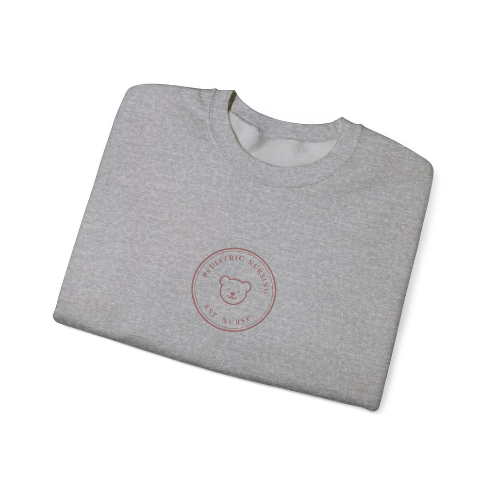 Pediatric Nurse Minimal Vintage Badge Pediatric Nursing Crewneck Sweatshirt