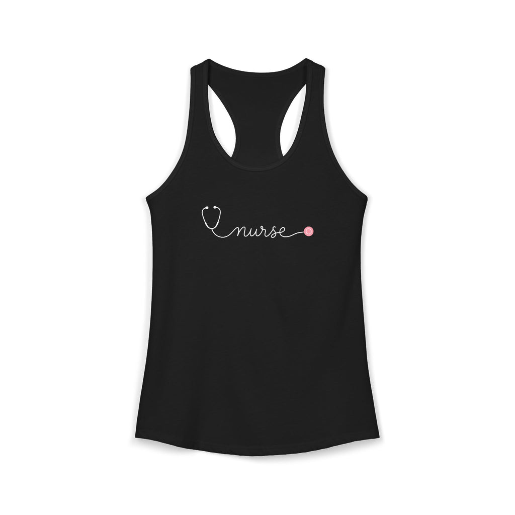 Nurse One Line Stethoscope Script Women's Racerback Tank Top