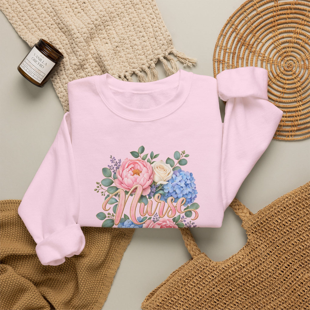 Peony and Hydrangea Nurse Crewneck Sweatshirt