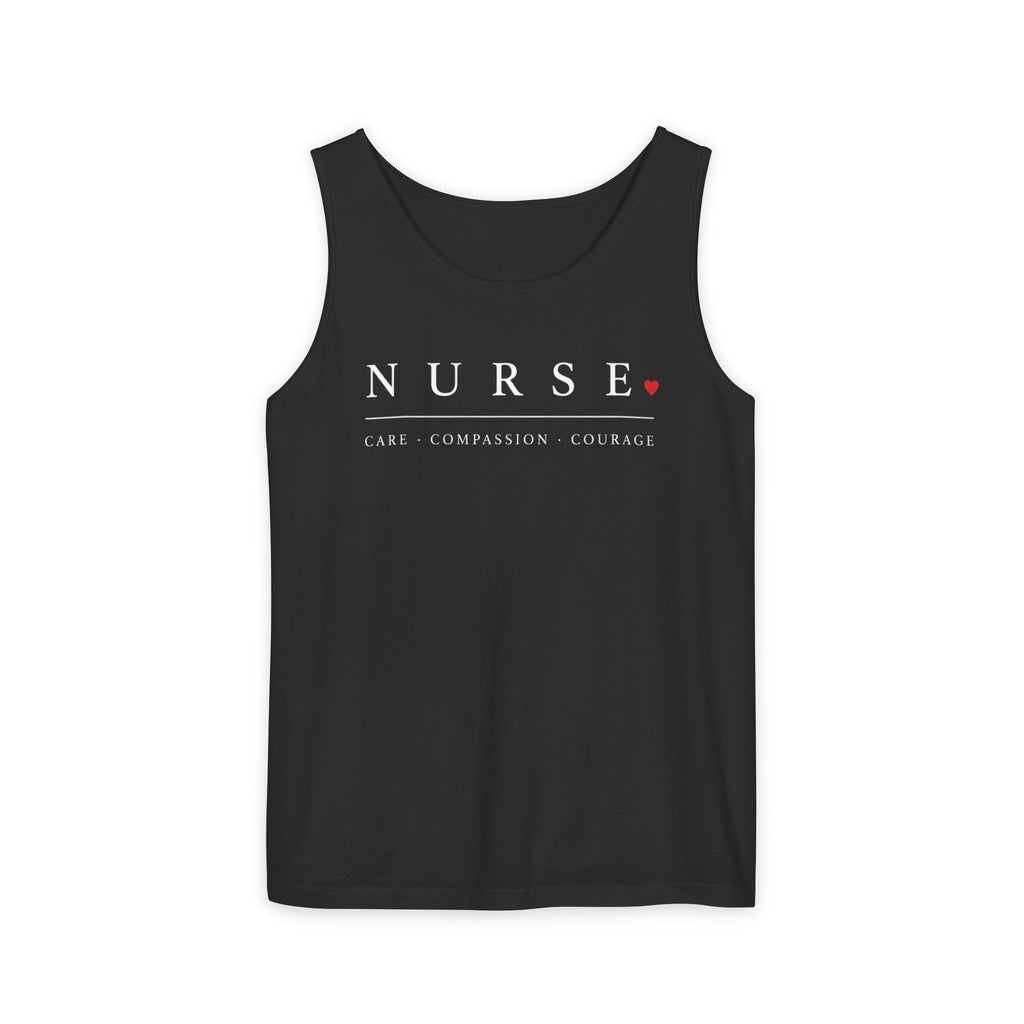 Nurse Care Compassion Courage Minimal Comfort Colors Tank Top