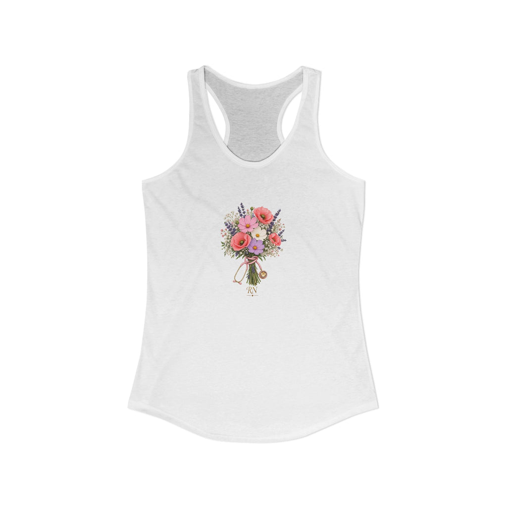 Wildflower Stethoscope RN Women's Racerback Tank Top
