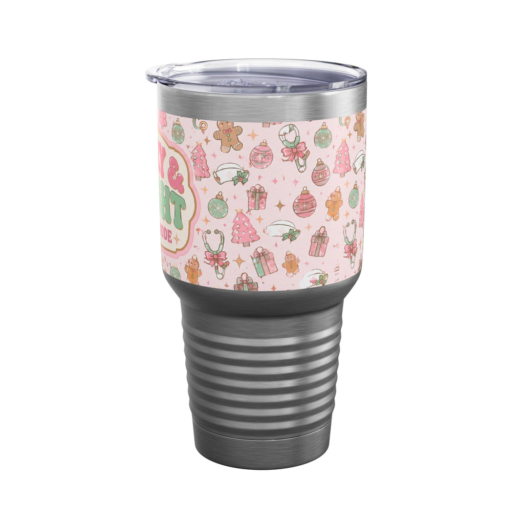 Merry and Bright Nurse Mode Pink Christmas 30oz Tundra Tumbler