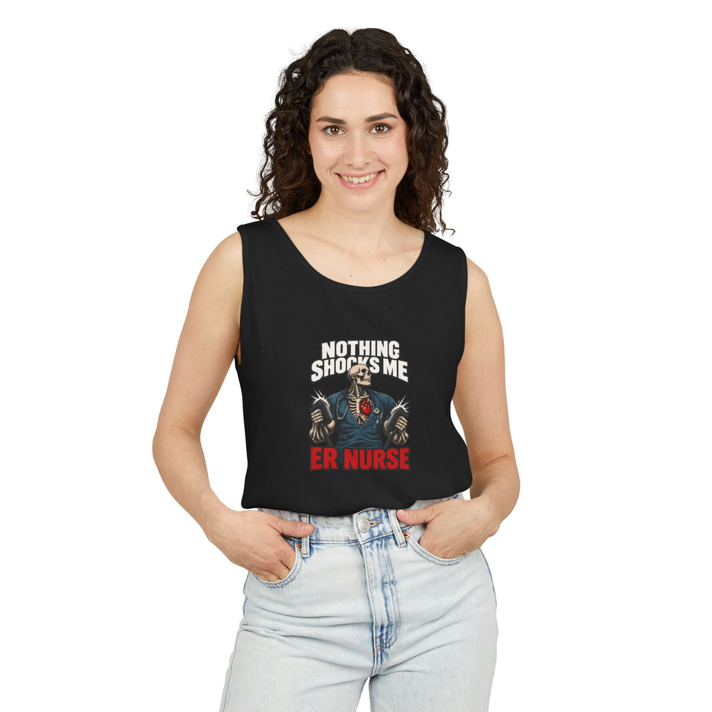 Nothing Shocks Me Skeleton ER Nurse Comfort Colors Tank Top