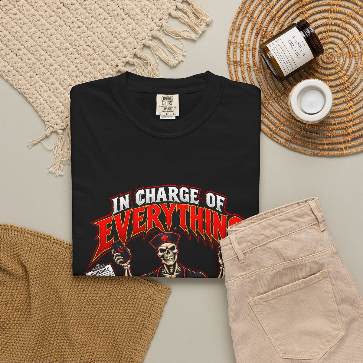 In Charge of Everything Nobody Else Will Do Skeleton Male Nurse Manager Comfort Colors T-Shirt