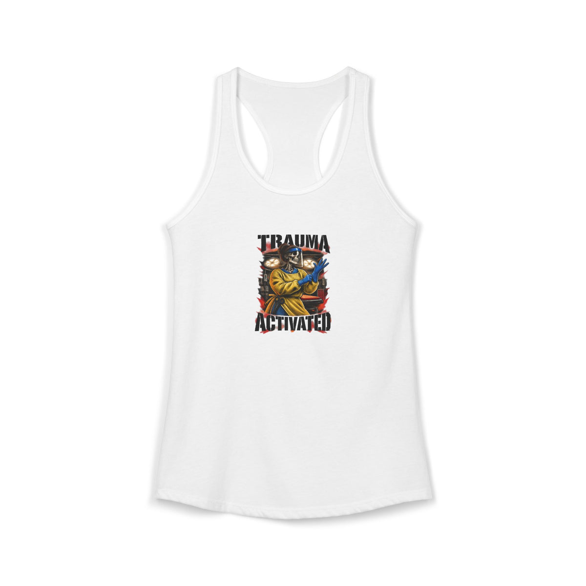 Trauma Activated Skeleton ER Nurse Women's Racerback Tank Top