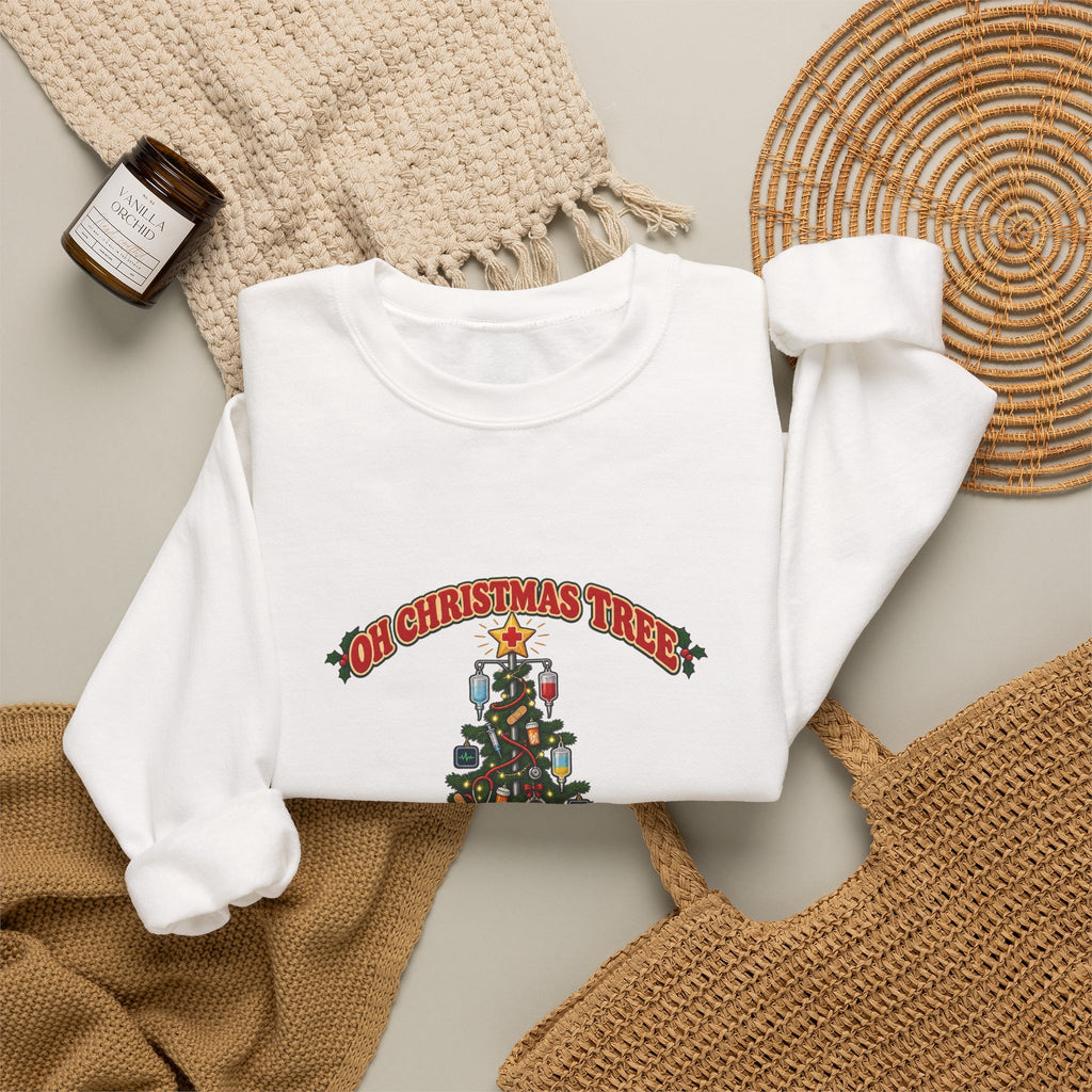 Oh Christmas Tree How Lovely Are Your Bedpans Nurse Crewneck Sweatshirt