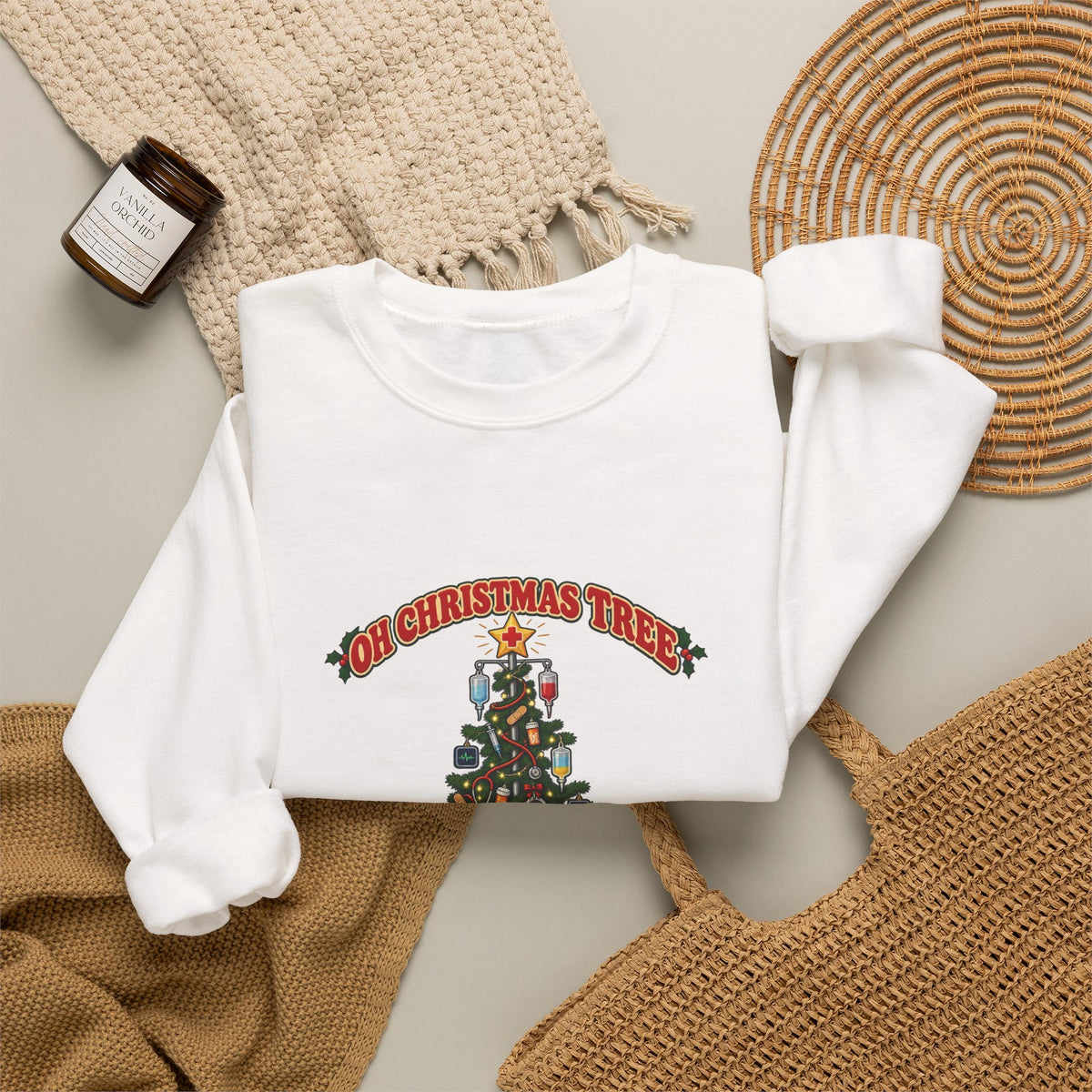Oh Christmas Tree How Lovely Are Your Bedpans Nurse Crewneck Sweatshirt