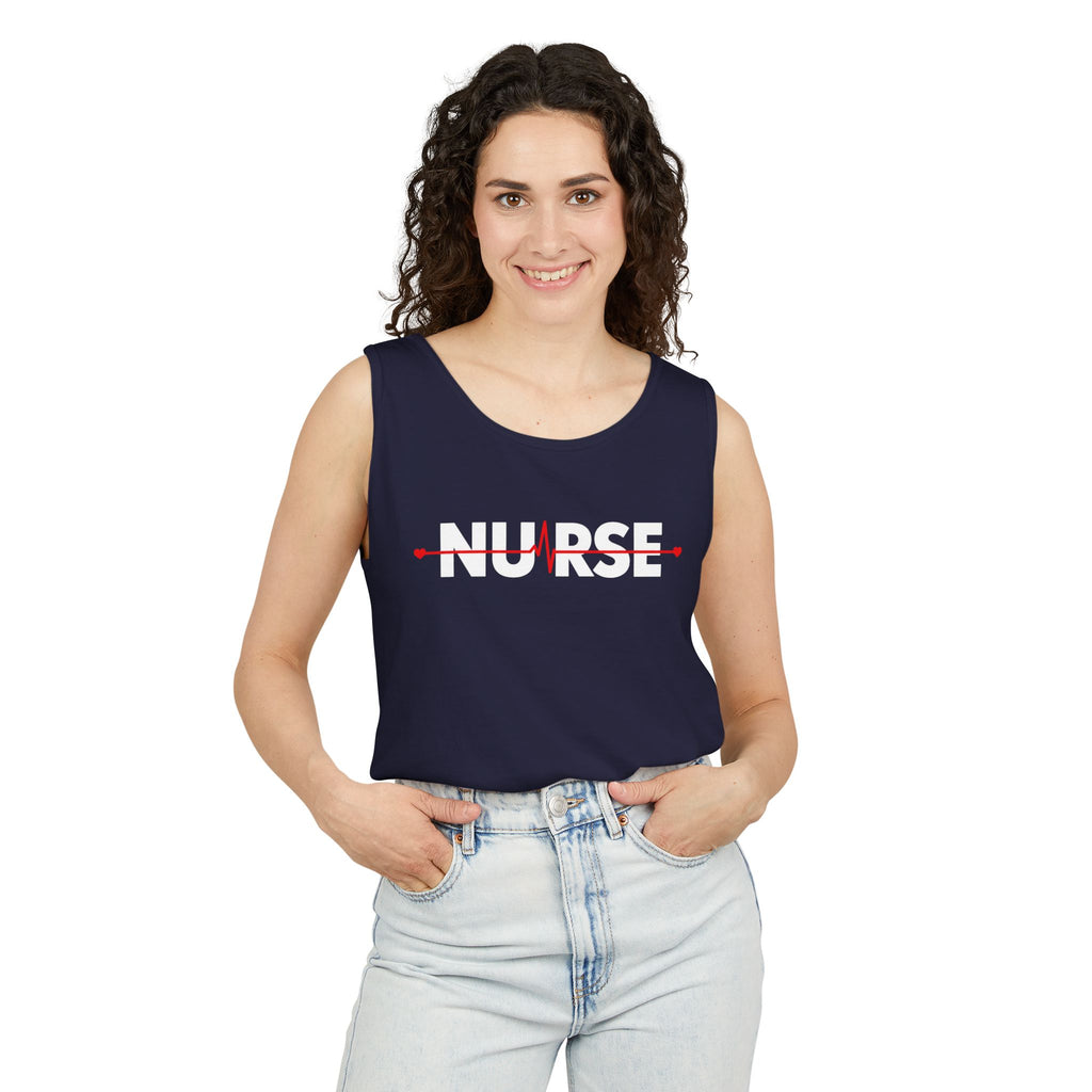 Nurse Heartbeat EKG Line Comfort Colors Tank Top
