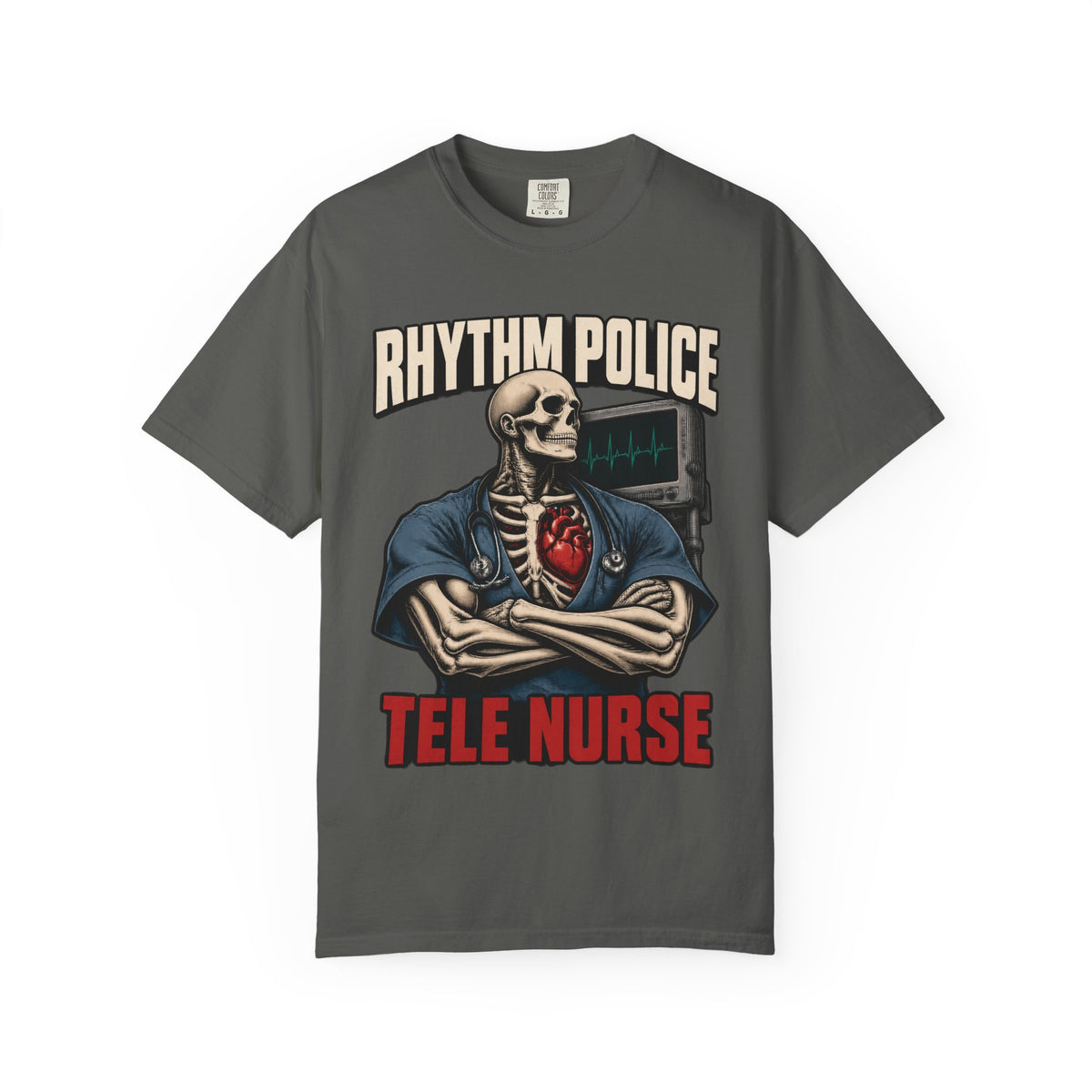 Rhythm Police Skeleton Tele Nurse Comfort Colors T-Shirt