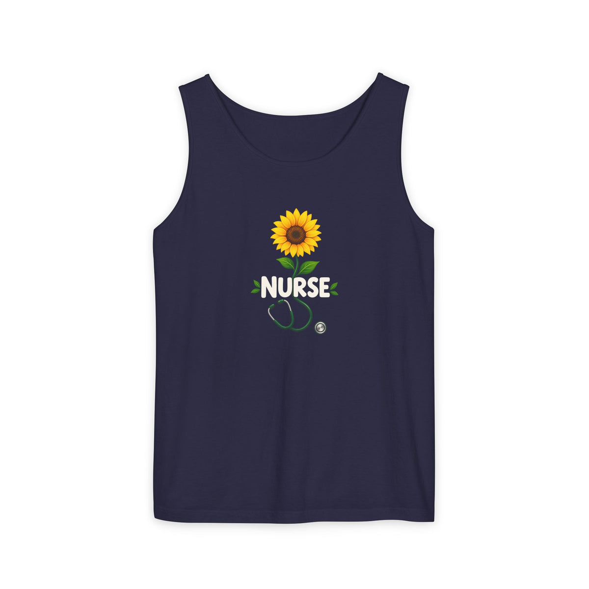 Nurse Sunflower Stethoscope Floral Comfort Colors Tank Top