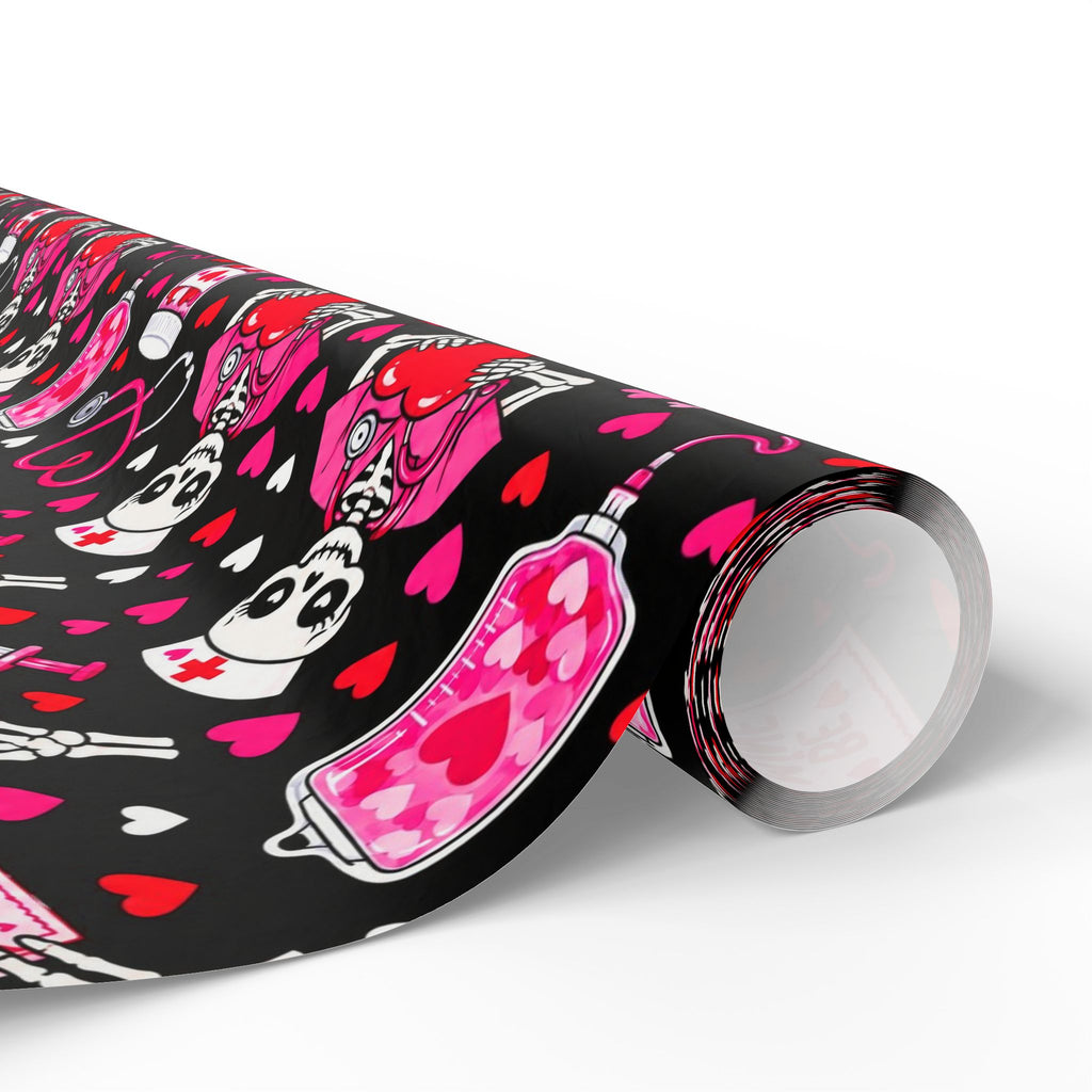 Valentine's Day Skeleton Nurse Wrapping Paper