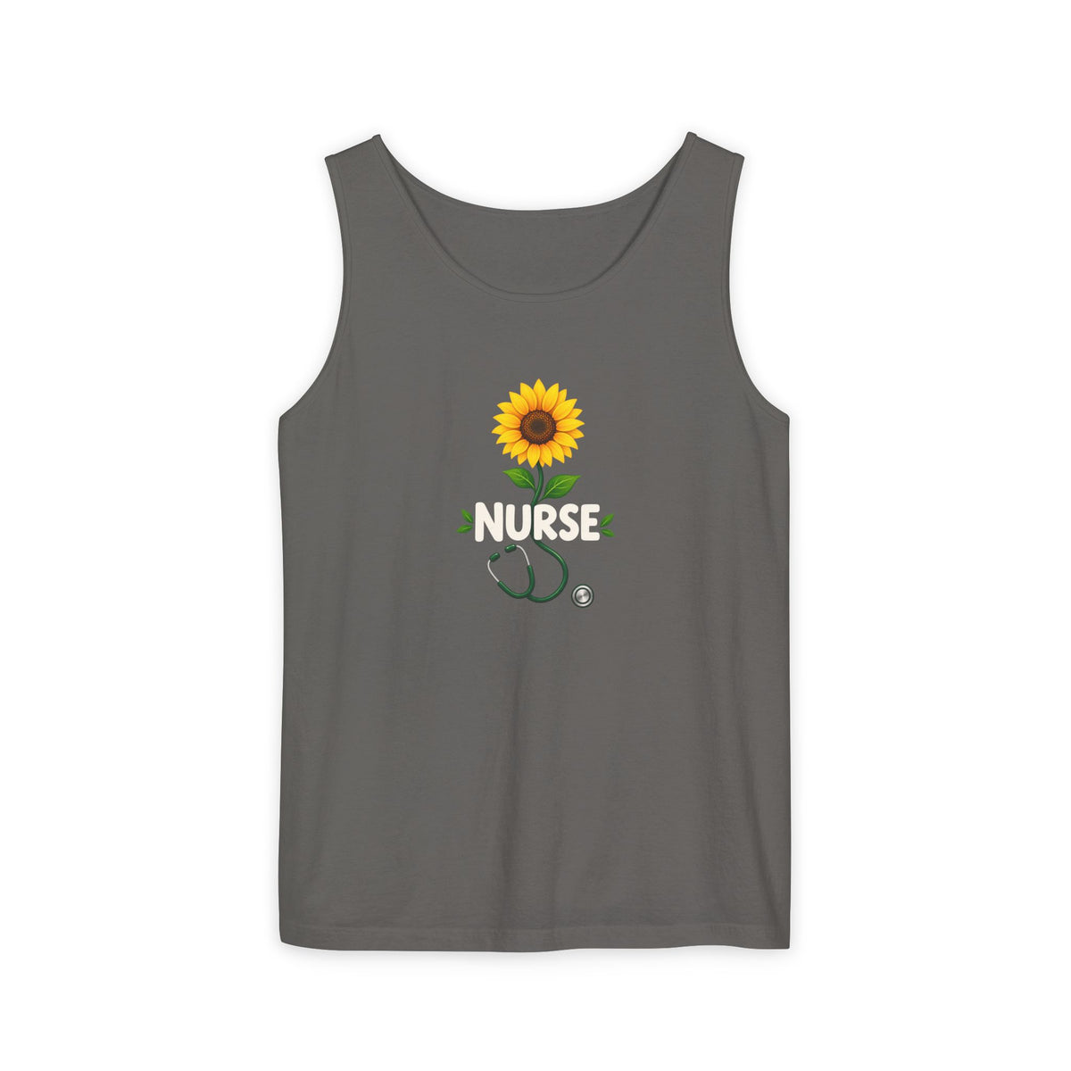Nurse Sunflower Stethoscope Floral Comfort Colors Tank Top