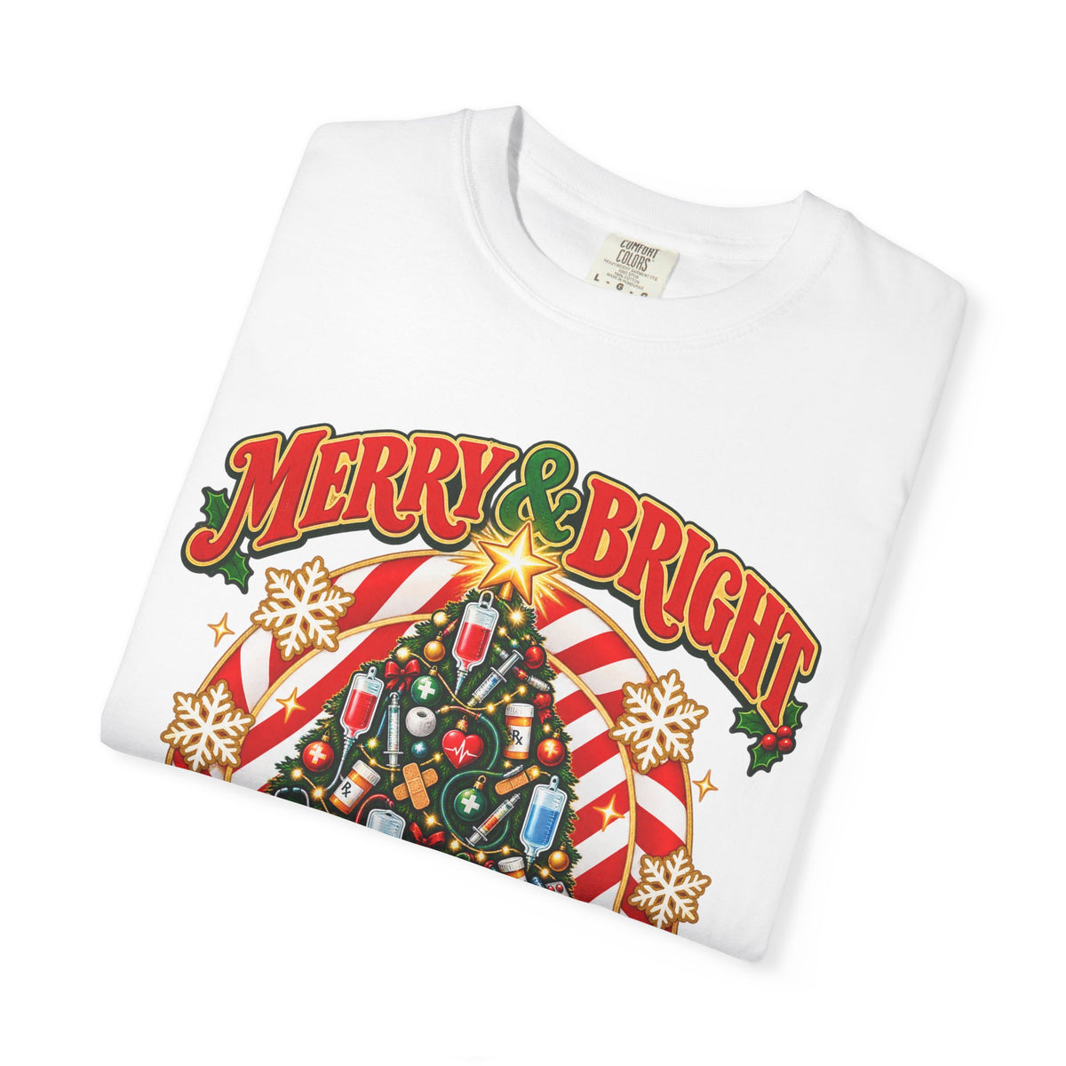 Merry & Bright Nurse Mode Christmas Tree Comfort Colors T-Shirt