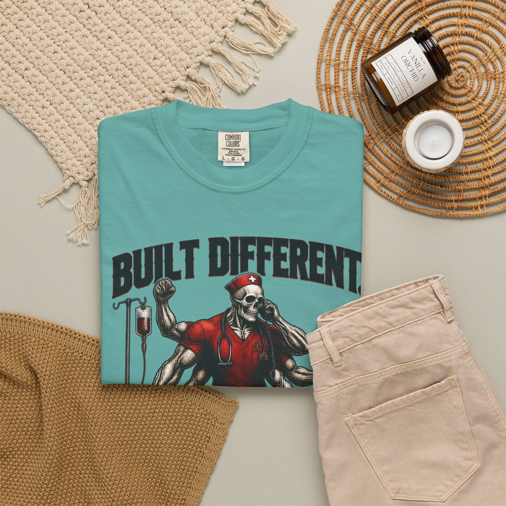 Built Different Staffed Short Skeleton Nurse Comfort Colors T-Shirt