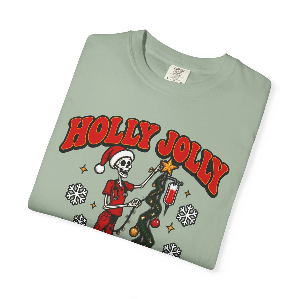 Holly Jolly Skeleton Crew Christmas Nurse Comfort Colors T-Shirt